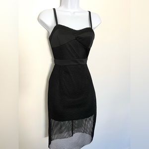 Sexy Black Satin Mesh Cocktail Dress
